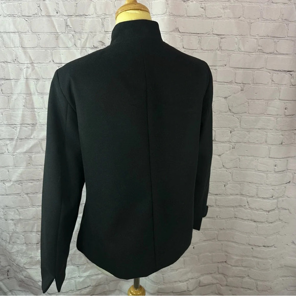 Chico's black blazer jacket sz 2 (large 12) high mock collar business office - Picture 3 of 10